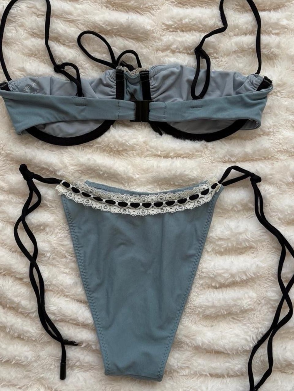 With Jean Blue Lace-Trim Tie-Side Bikini - Picture 3 of 6
